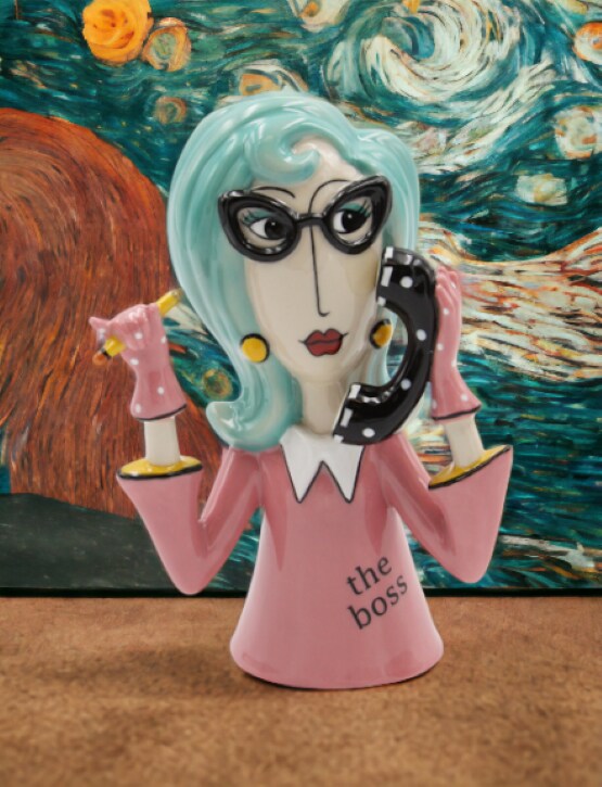 Ceramic Boss Lady Vase or Pen Holder, Home D&#xE9;cor, Gift for Her, Mom, Friend, or Coworker, Vanity D&#xE9;cor, Office Decor