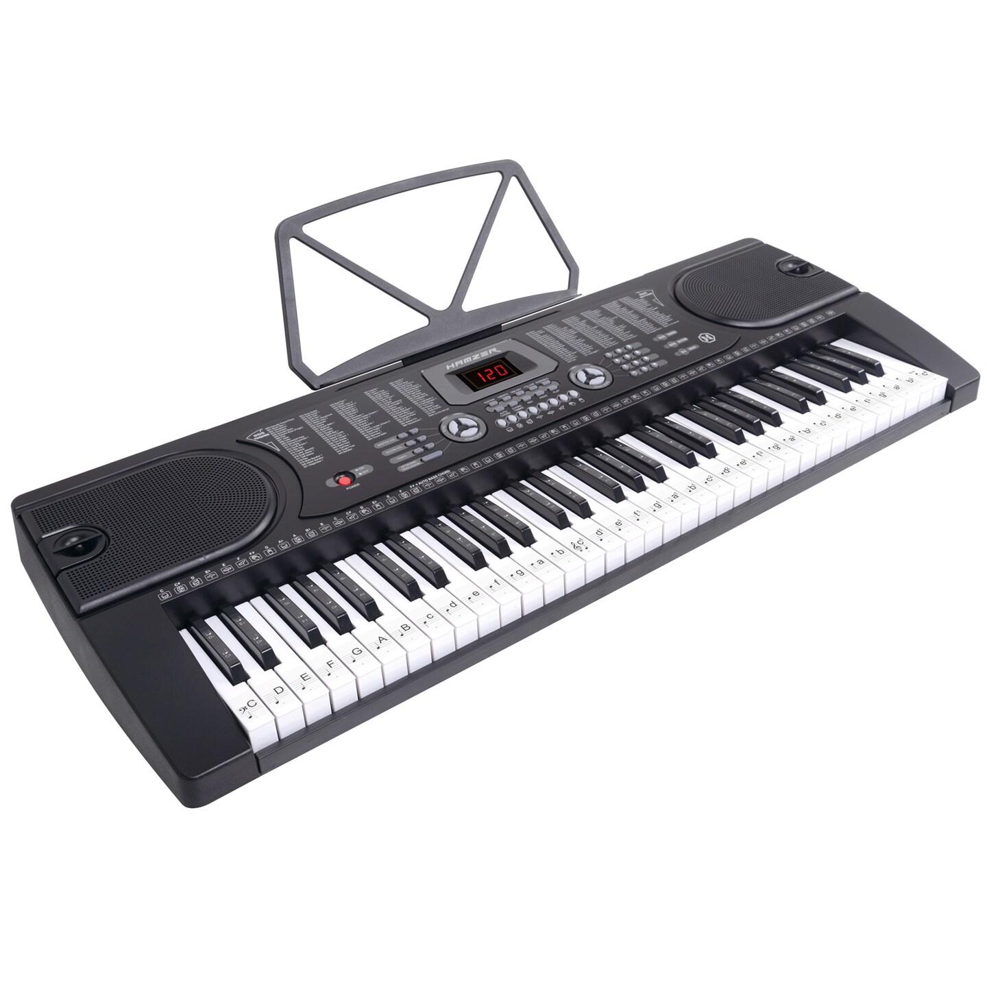 Hamzer 61-Key Digital Music Piano Keyboard - Portable Electronic Musical Instrument - with Microphone and Sticker Sheet