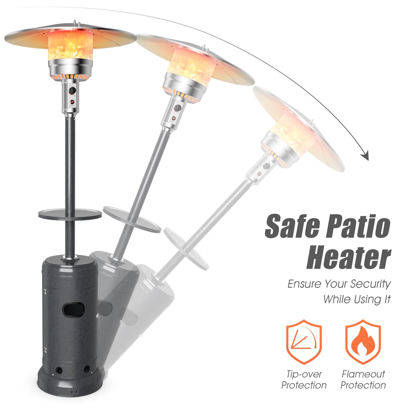 Outdoor Heater Propane Standing LP Gas Steel with Table &#x26; Wheels