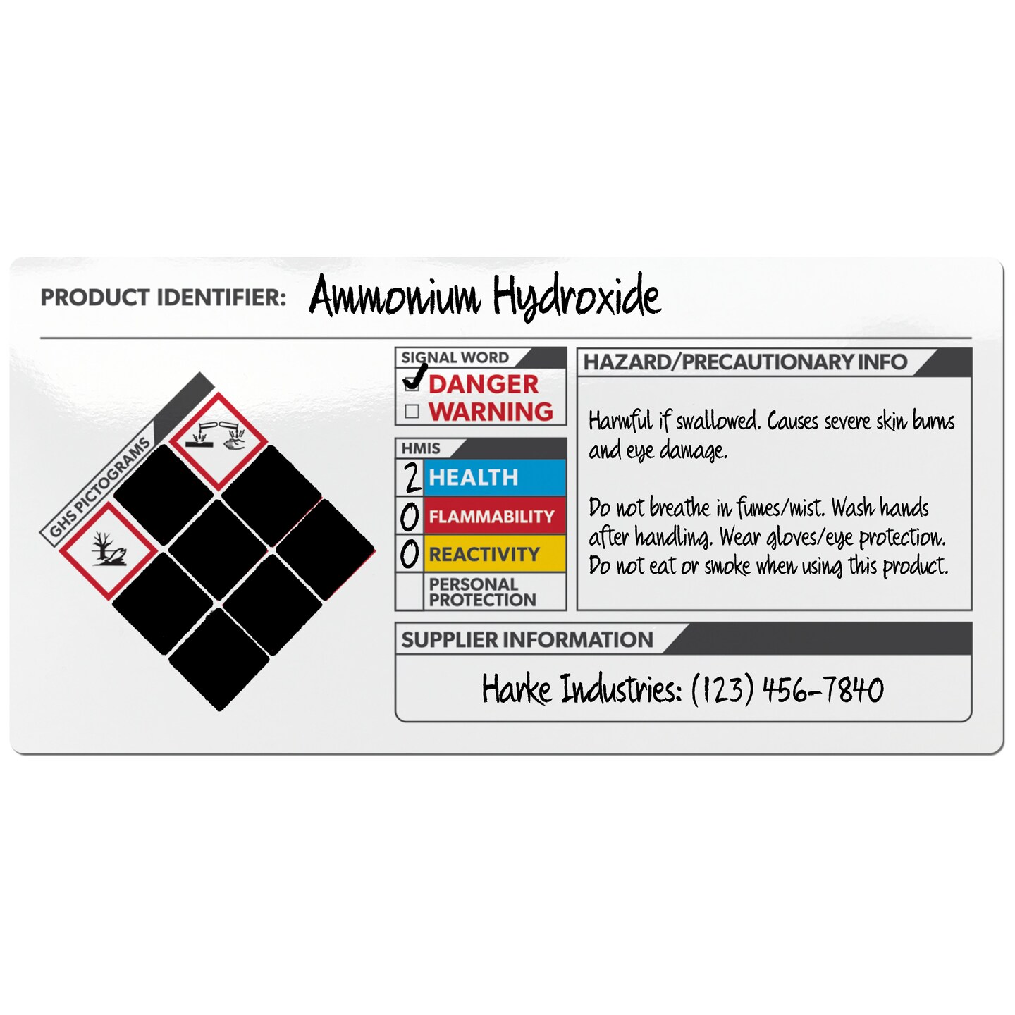 Avery GHS Secondary Container Labels, Pre-Printed, Handwrite Only, 2" x 4", 250 Labels (61208)