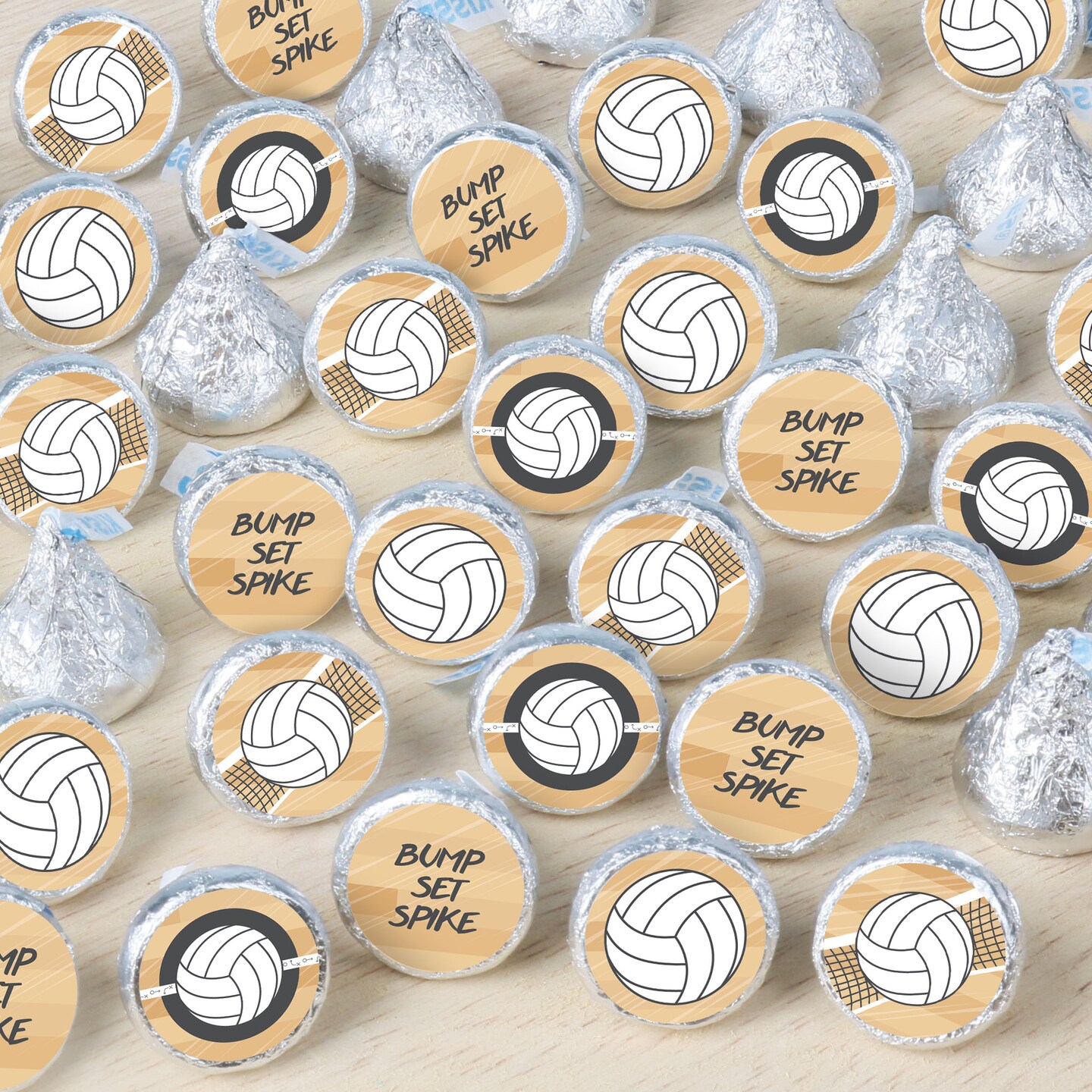 Big Dot of Happiness Bump, Set, Spike - Volleyball - Baby Shower or Birthday Party Small Round Candy Stickers - Party Favor Labels - 324 Count