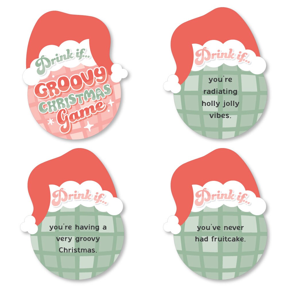 Big Dot of Happiness Drink If Game - Groovy Christmas - Pastel Holiday Party Game - 24 Count
