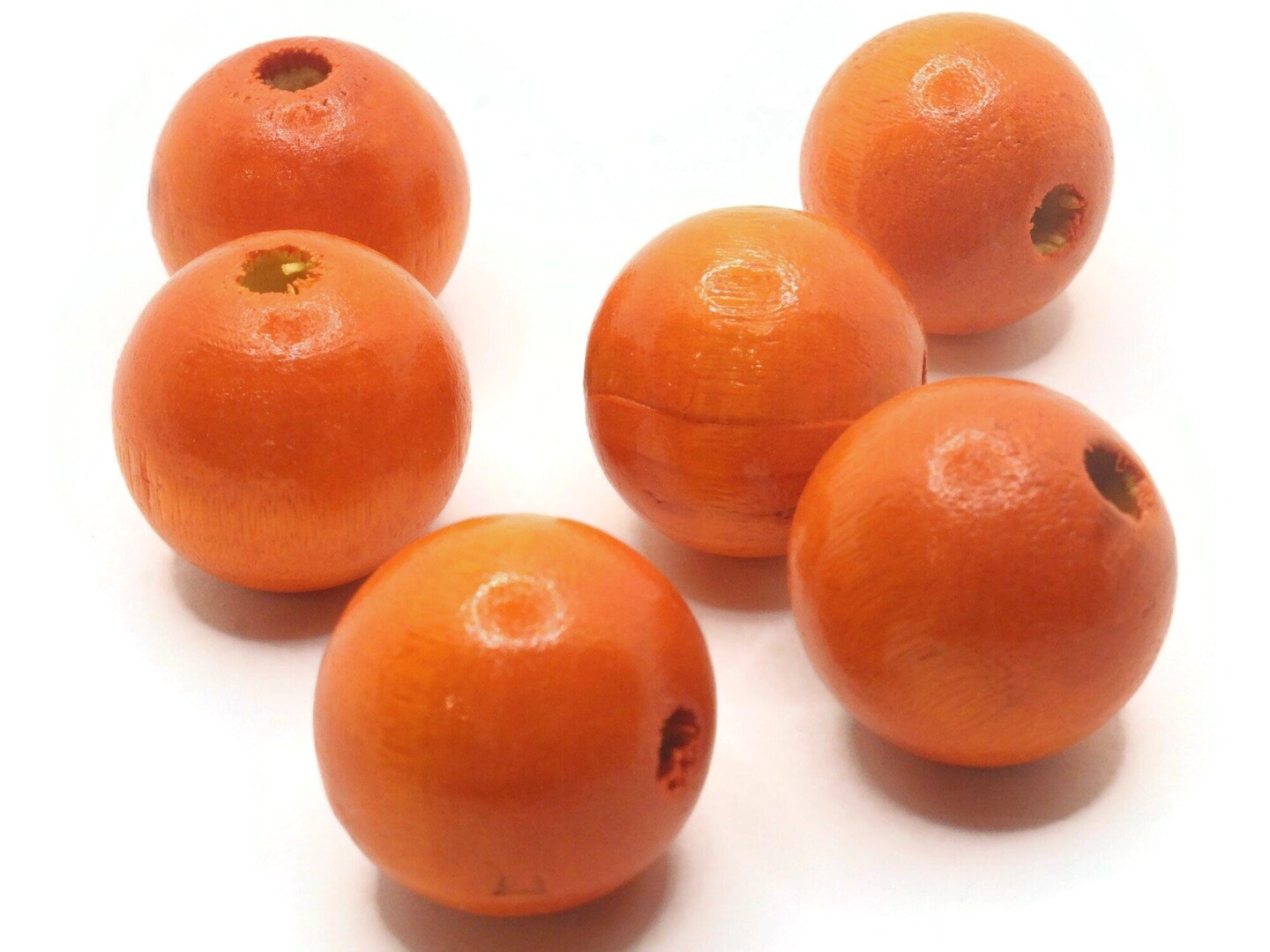 6 24mm Round Orange Wood Large Hole Macrame Beads bW1 | Michaels