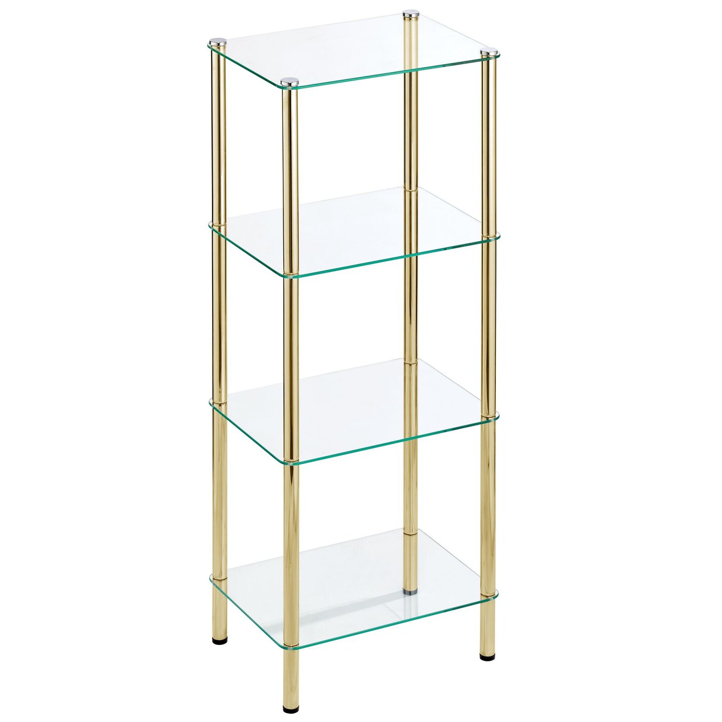 mDesign Metal/Glass Tiered Storage Tower with Open Glass Shelves