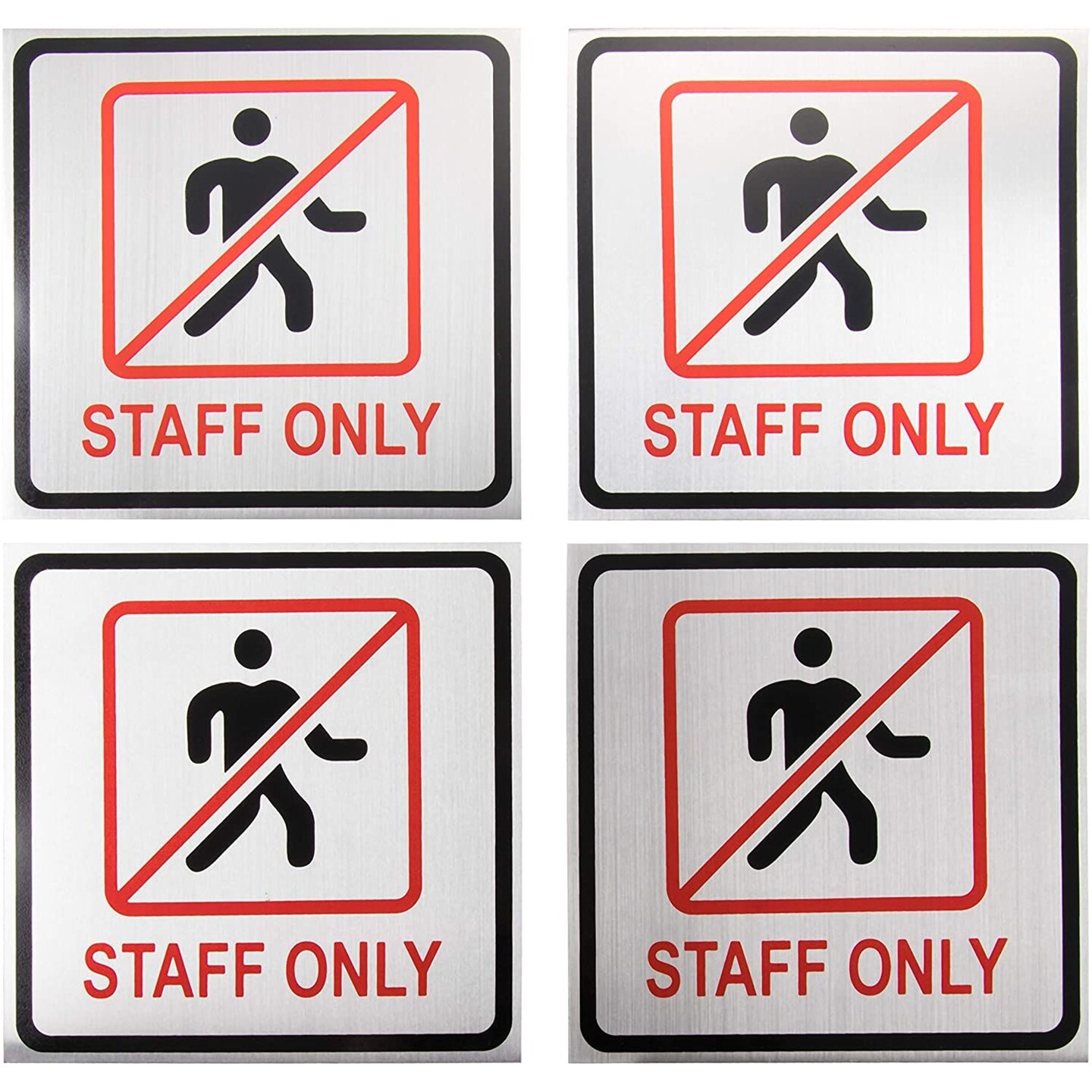 Staff Only Sign, Self-Adhesive (5.5 x 5.5 In, 4 Pack)
