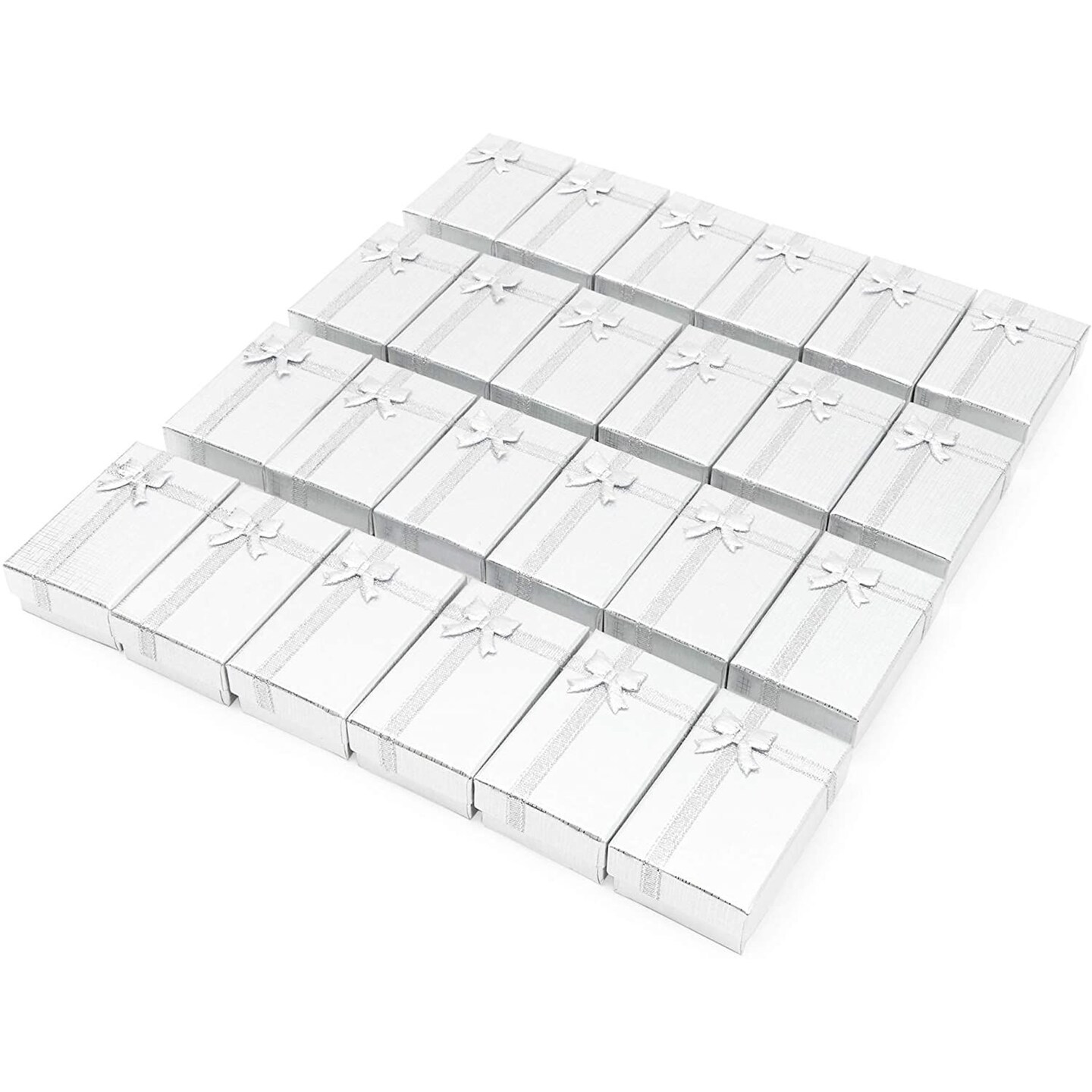 Jewelry Display Gift Boxes for Weddings &#x26; Anniversaries (2 x 3.2 in, Silver, Paper, 24 Pack)