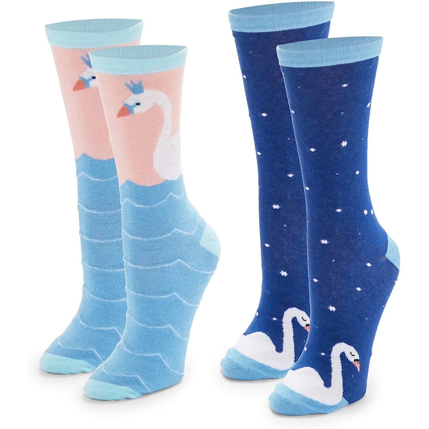 Swan Crew Socks for Men and Women, Novelty Sock Set (One Size, 2 Pairs)