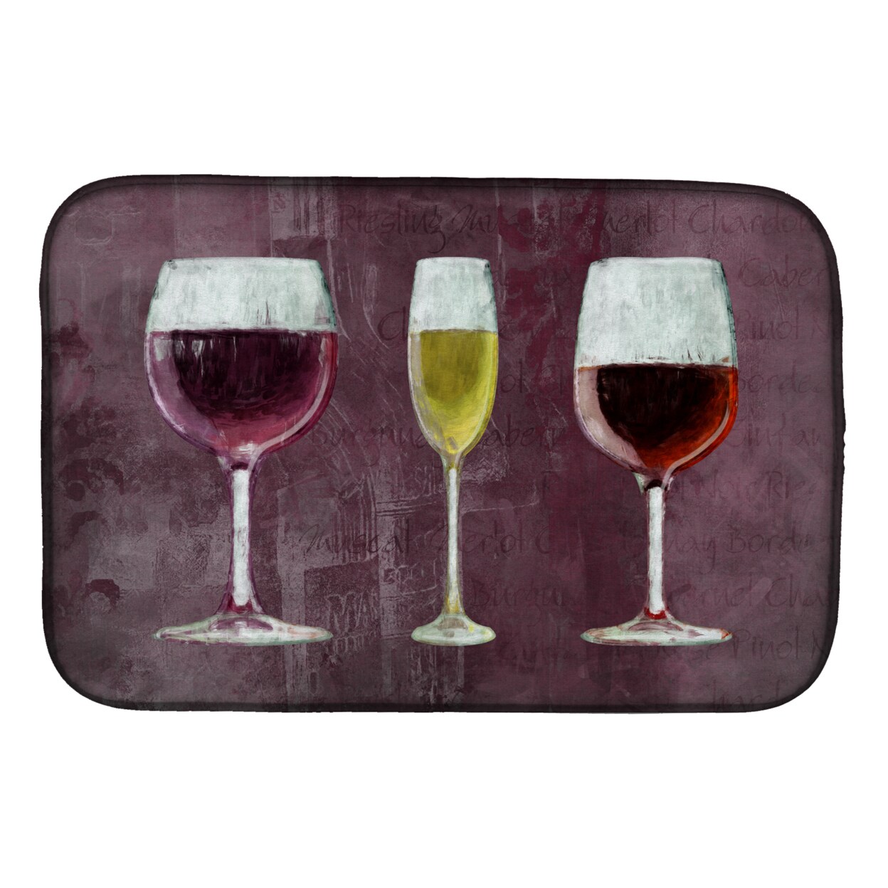 Caroline's Treasures Three Glasses of Wine Purple Dish Drying Mat