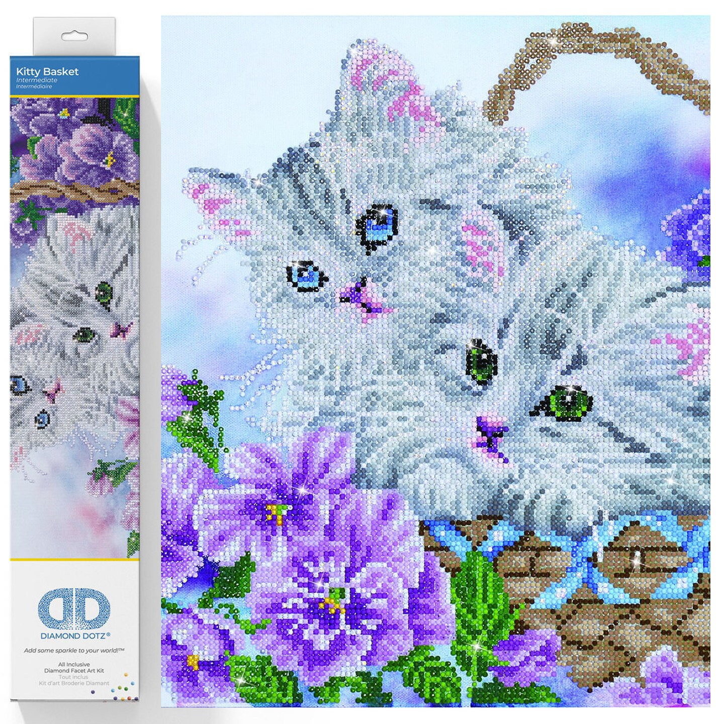 Diamond Dotz Kitty Basket Diamond Painting Kits for Adults - Diamond Art Kits a Relaxing Creative Craft Kit with Dotz Gems 15x20.5