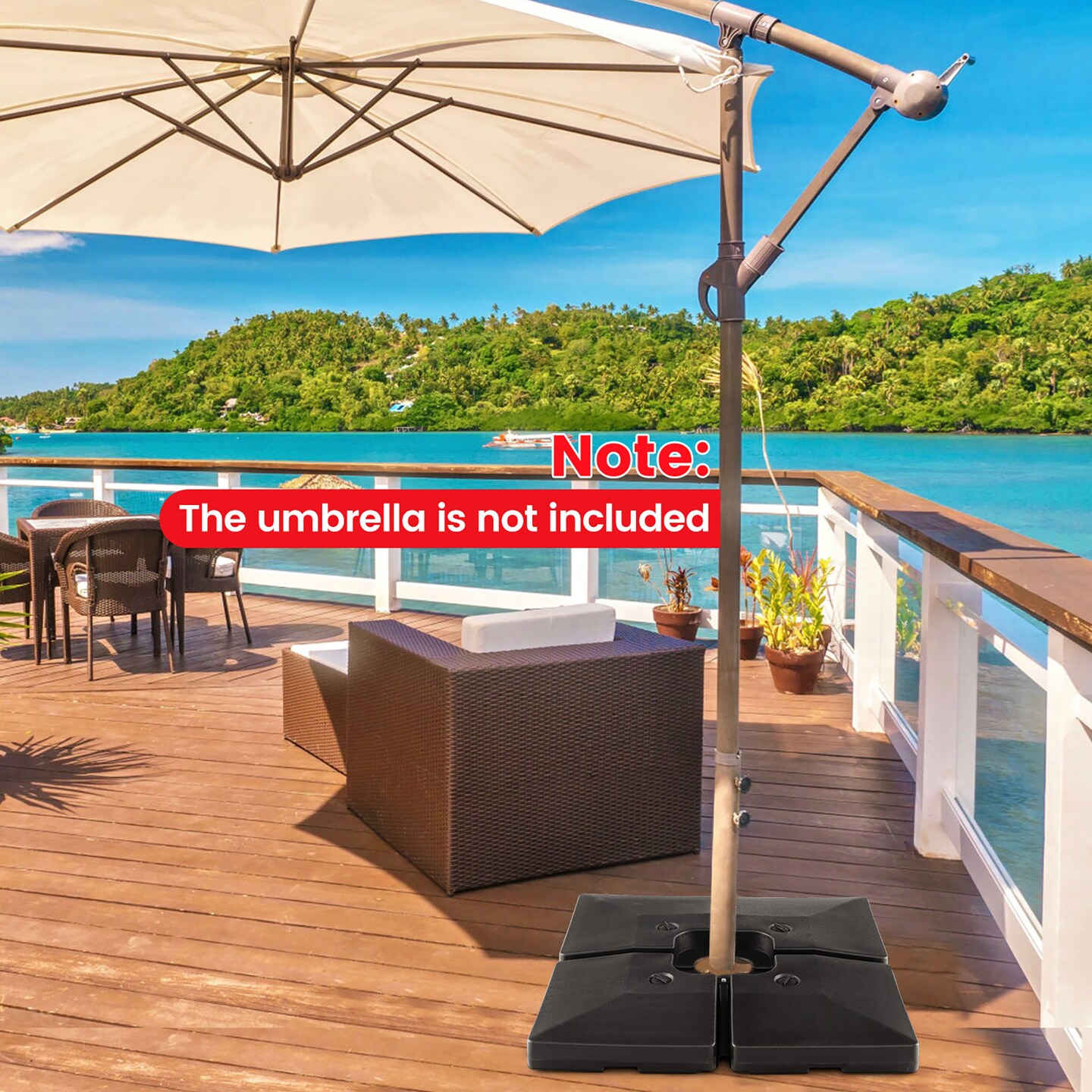 Costway 4pcs Fillable Patio Offset Cantilever Umbrella Base Stand Heavy-Duty  Square