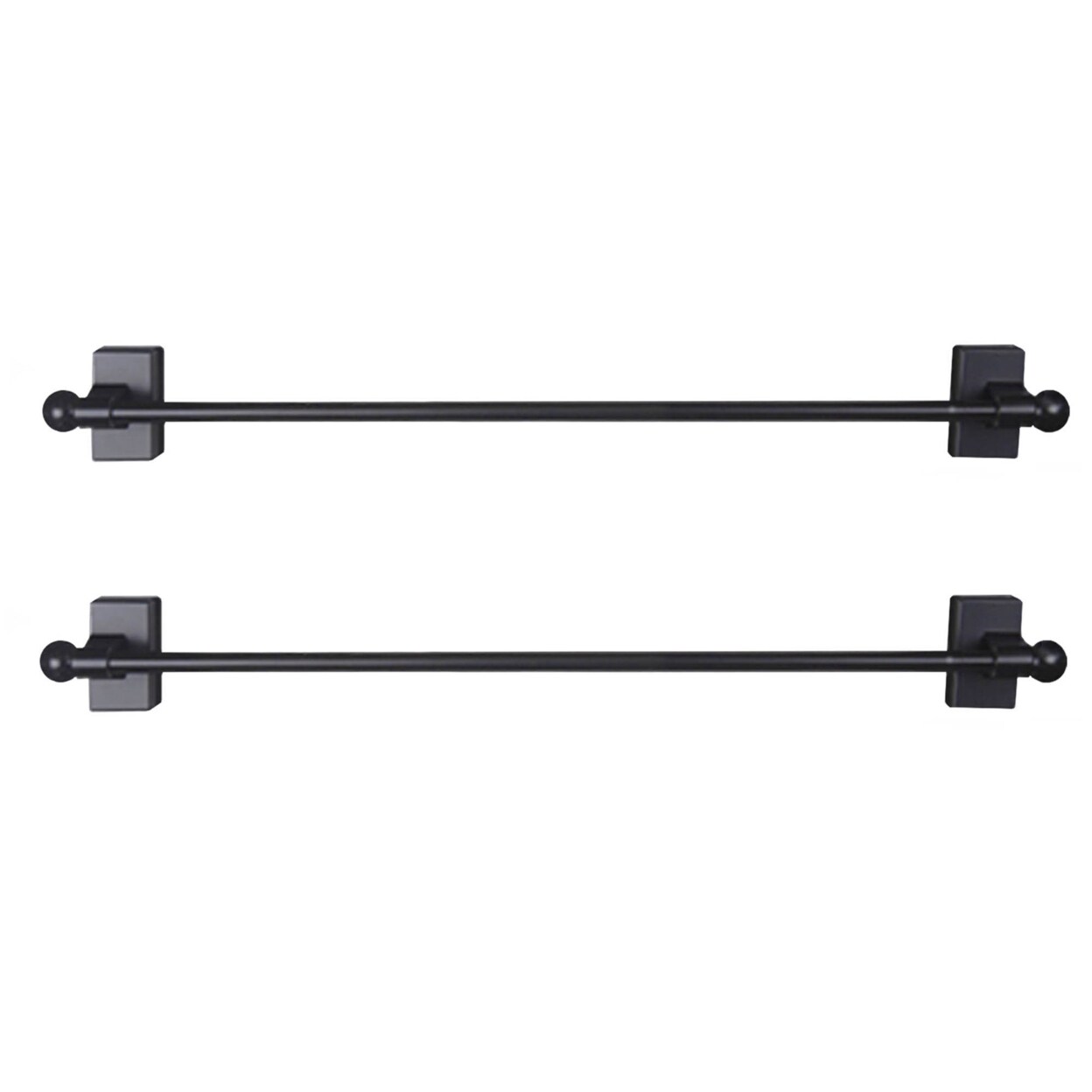 Hermosa Home Decorative Self-Adhesive, Wall Mount Rod 9-16&#x22; Long - Black (Set Of 2)