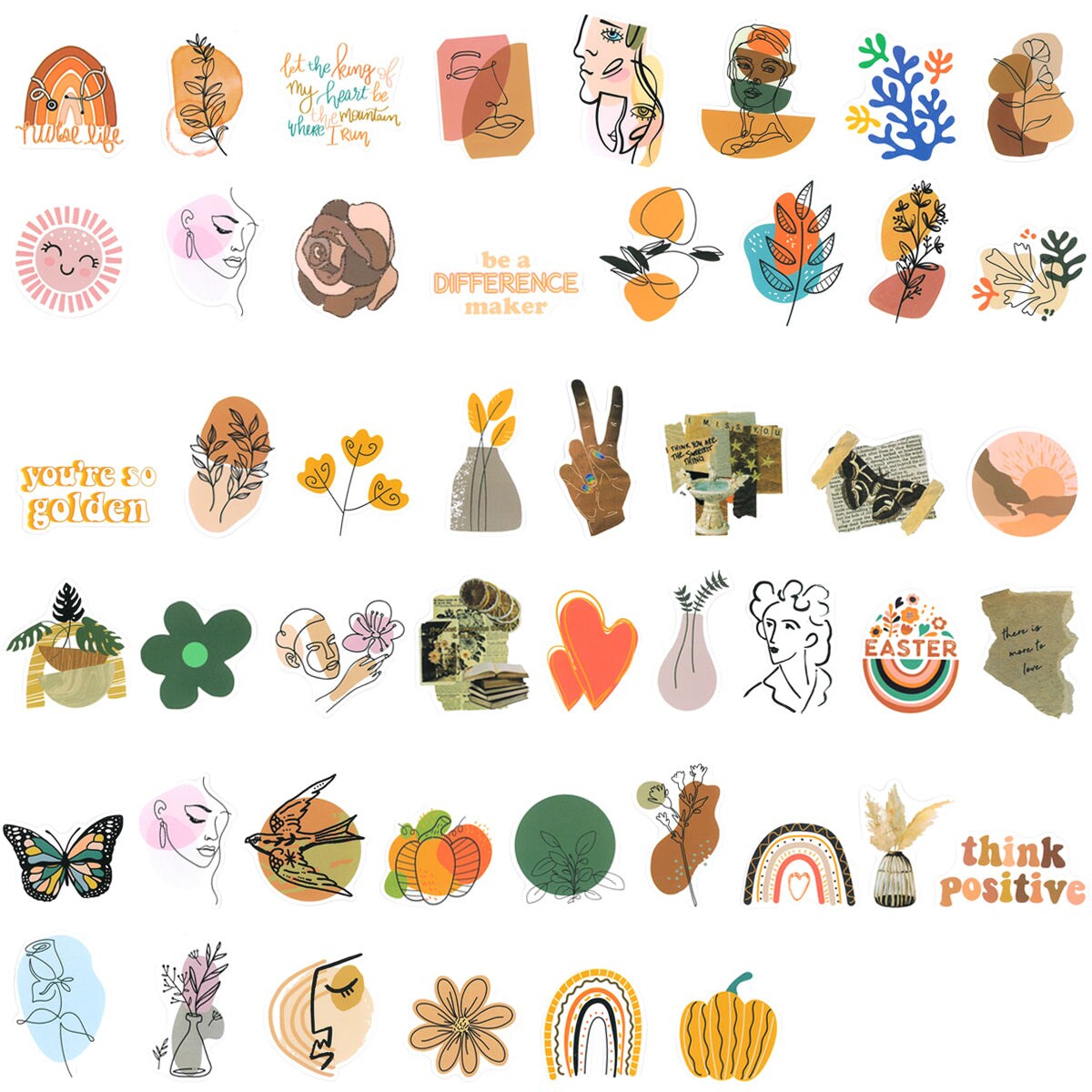 Wrapables Waterproof Vinyl Stickers for Water Bottles, Laptop, Phones, Skateboards, Decals for Teens, 100pcs