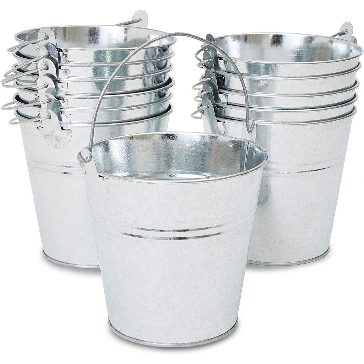 Juvale 3 Pack Galvanized Metal Ice Buckets For Parties, 7 Inch Tin Pails  With Handles For Beer, Wine, Champagne, Table Centerpieces, 100 Oz : Target
