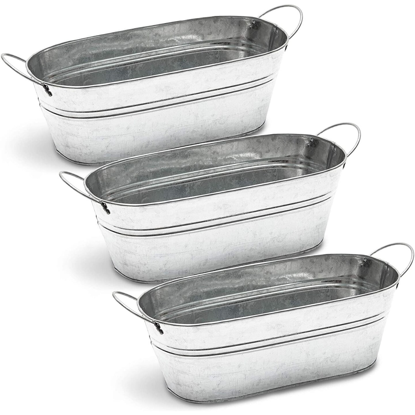 Juvale 3 Pack Galvanized Metal Ice Buckets for Parties, 7 Inch Tin Pails  with Handles for Beer, Wine, Champagne, Table Centerpieces, 100 Oz