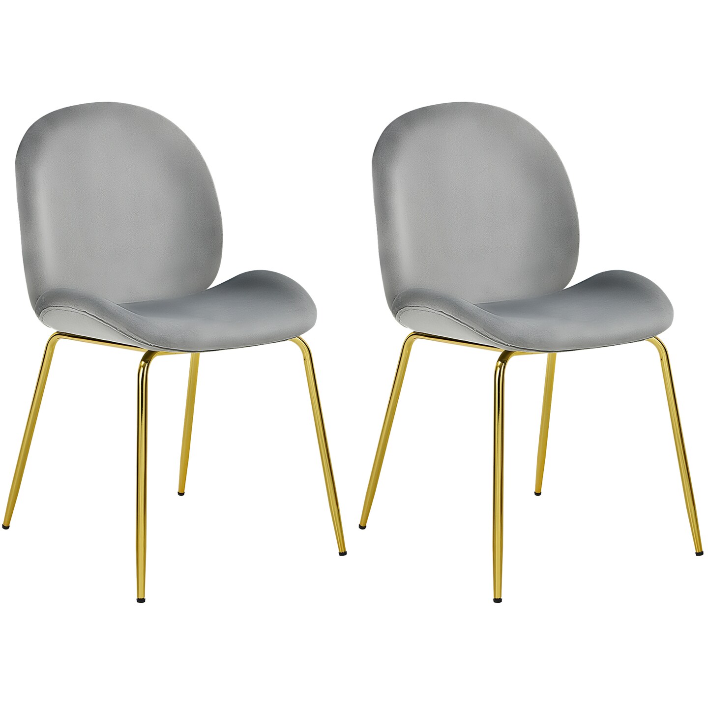 Costway Set of 2 Velvet Accent Chairs Dining Side Chairs w/Gold Metal Legs Pink/Beige/Green/Grey