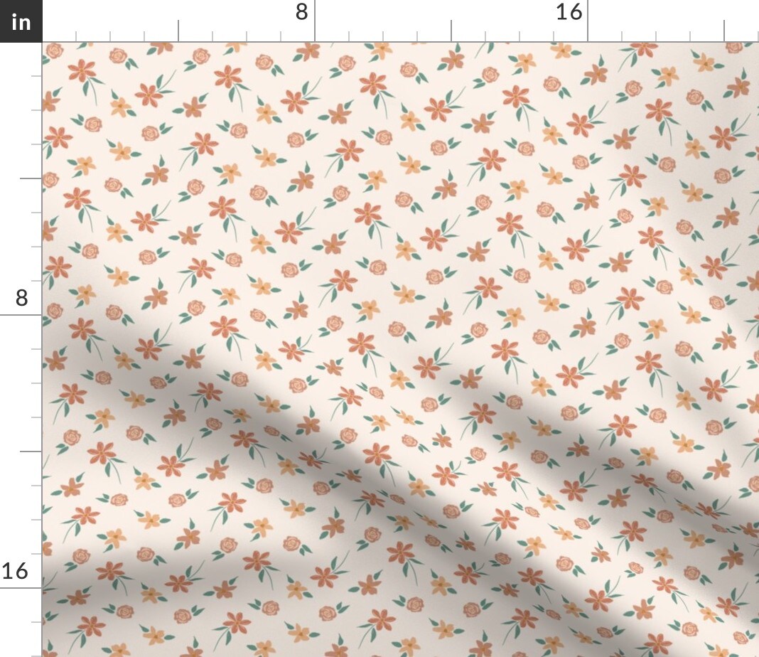Pink Flowers Floral Summer Small Scale Ditsy Mini Ditzy Boho Custom Printed Fabric by Spoonflower Various Fabrics by the Yard or Fat Quarter