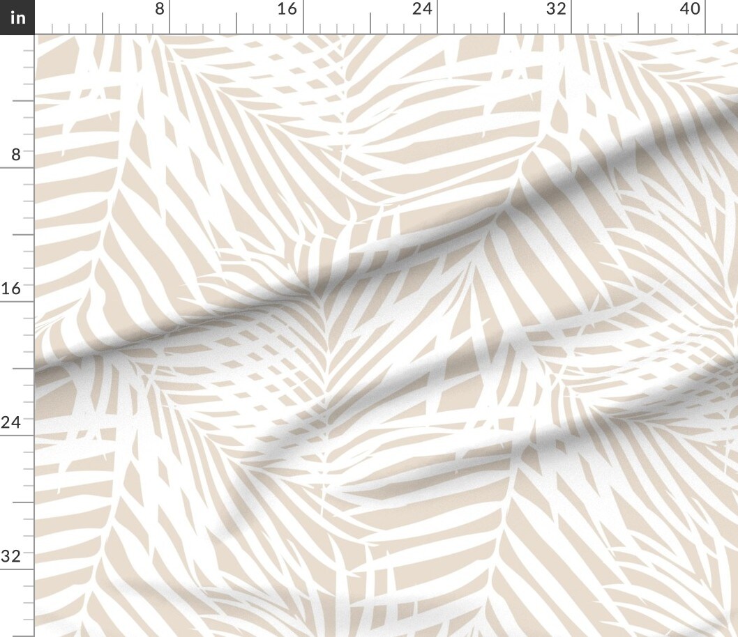 Neutral Tropical Palm Fronds Coastal Summer Boho Tan Beige Khaki Custom Printed Fabric by Spoonflower Various Fabrics by the Yard or Fat Quarter