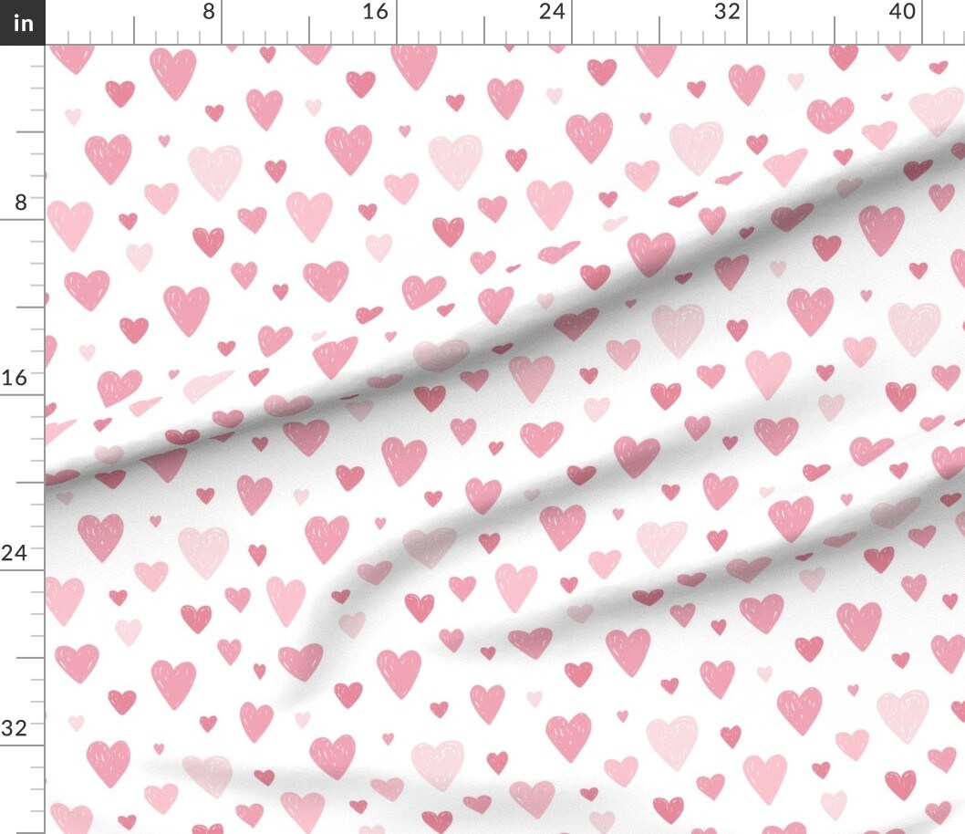 Love Heart Pink Pastel Custom Printed Fabric by Spoonflower Various Fabrics by the Yard or Fat Quarter