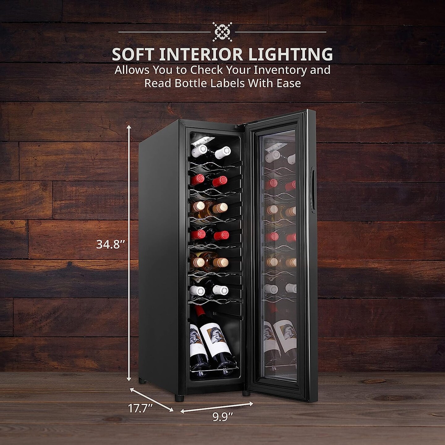 Ivation Large Wine Cooler, Freestanding Wine Fridge with Lock