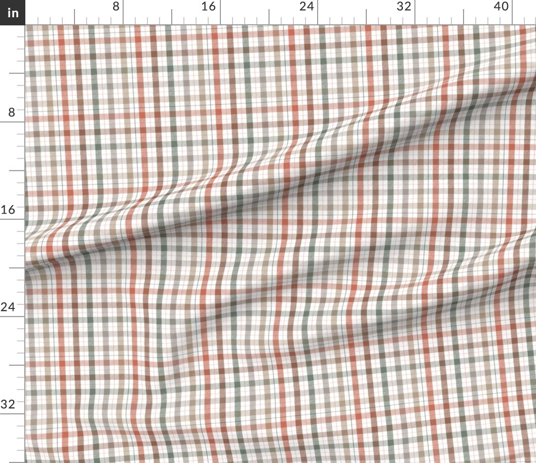 Woodland Rustic Cabin Neutral Forest Gingham Tartan Cottagecore Small Scale Custom Printed Fabric by Spoonflower Various Fabrics by the Yard or Fat Quarter
