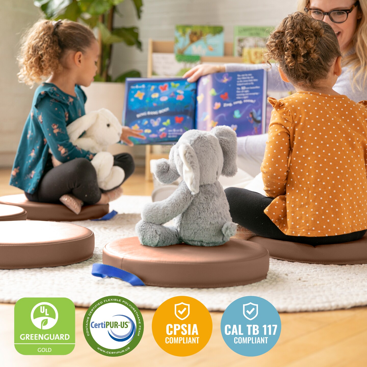 Floor Cushions, Round, Flexible Seating, 6-Piece
