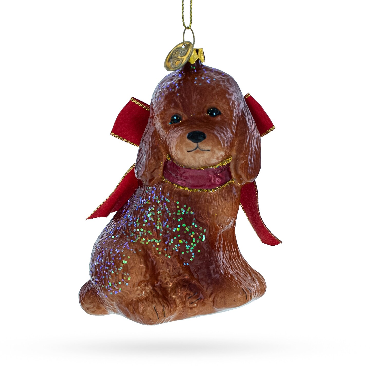 Spaniel Dog Blown Glass Christmas Ornament