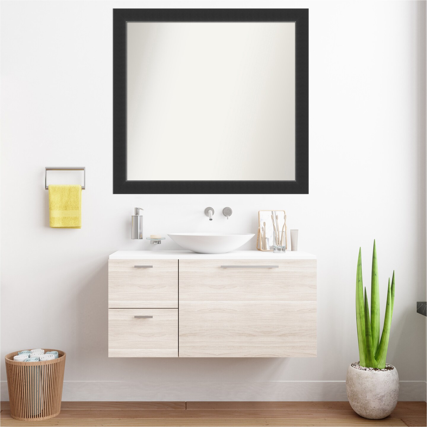 Corvino Black Non-Beveled Custom Framed Bathroom Vanity Wall Mirror