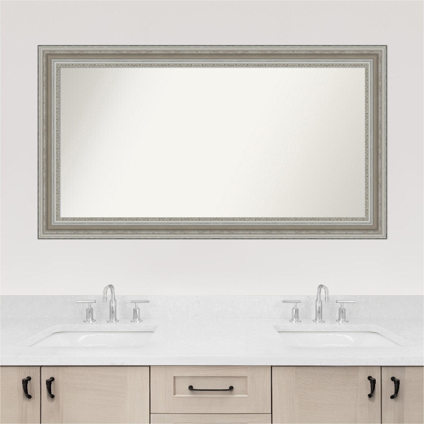 Parlor Silver Non-Beveled Custom Framed Bathroom Vanity Wall Mirror