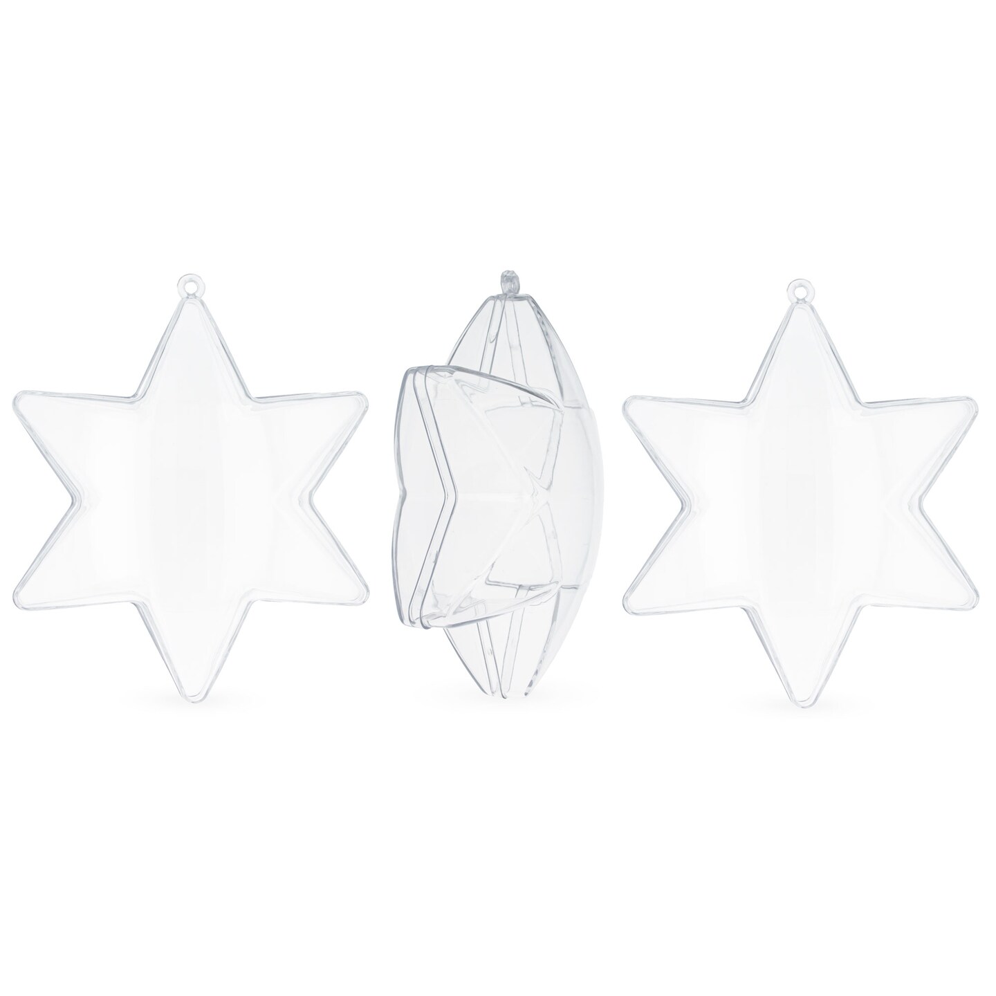 Set of 3 Clear Plastic Hexagon Ornaments 4 Inches