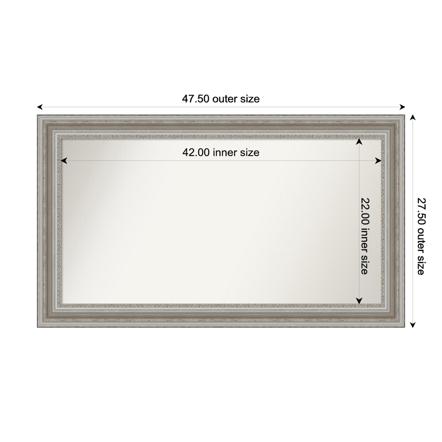 Parlor Silver Non-Beveled Custom Framed Bathroom Vanity Wall Mirror