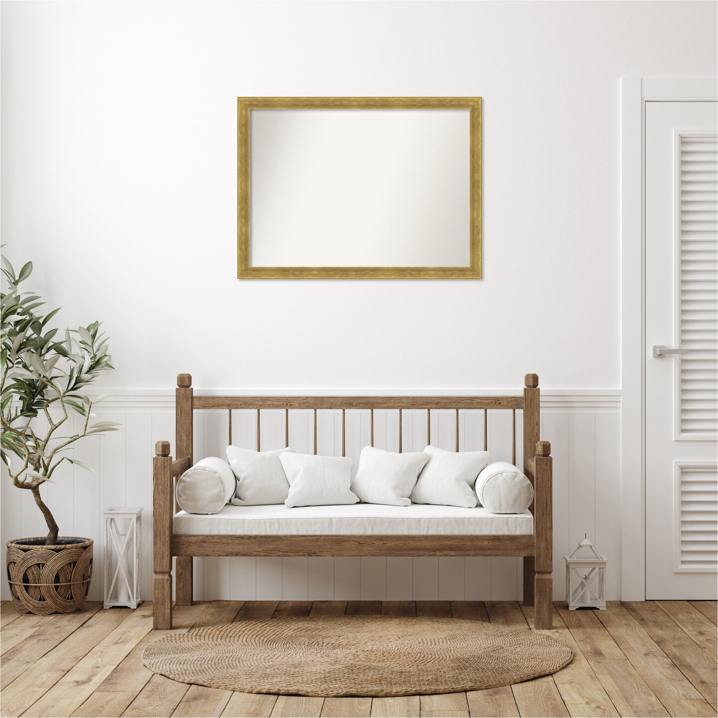 Angled Gold Non-Beveled Custom Framed Bathroom Vanity Wall Mirror
