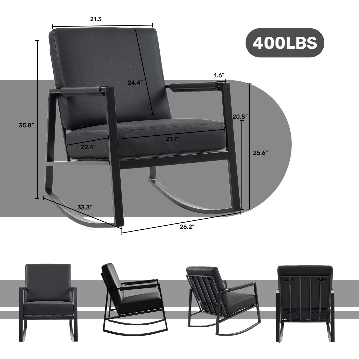 FERPIT Modern Rocking Chair Mid Century Modern Glider Chair Faux