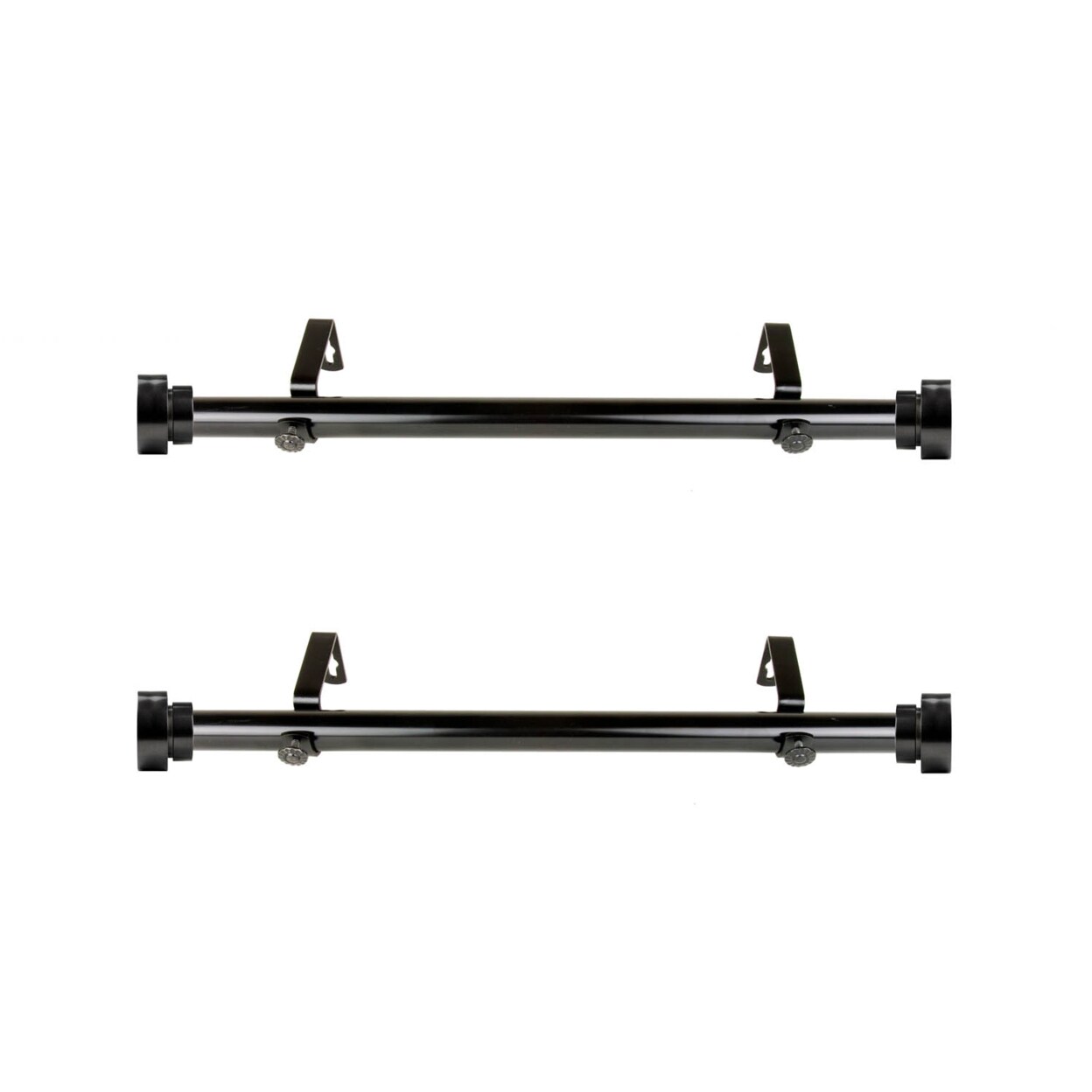 Rod Desyne Home Decorative 1&#x22; Diameter Side Curtain Rod 12-20&#x22; Long (Set of 2) - Black