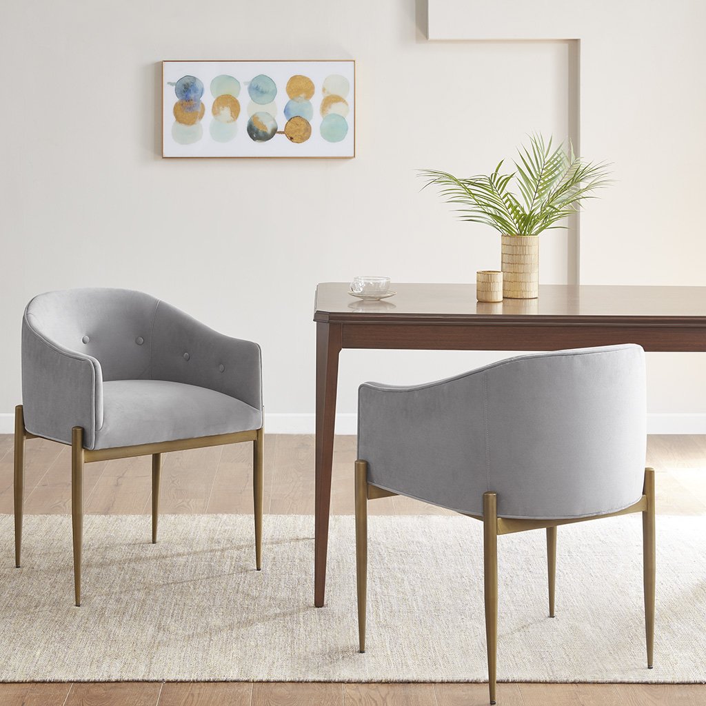 Gracie Mills   Tufted Low Back Upholstered Arm Dining Chair Set of 2