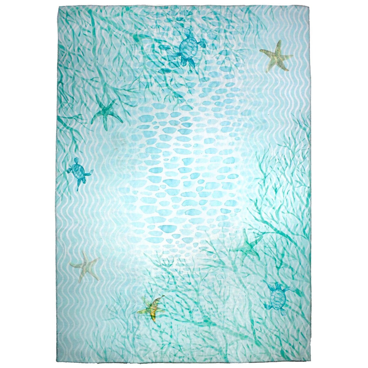 Homefires Home Floor Decorative Polyester Rectangle Coral Sea Aqua Rug  - 5 X 7