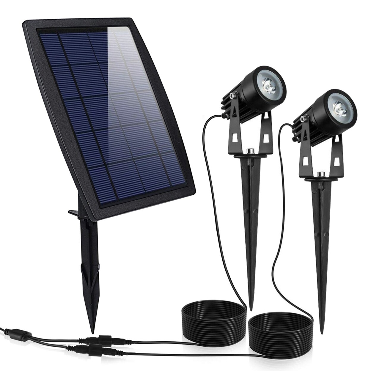 Twin Solar Spotlight Outdoor Lamps Waterproof 2000Lm Adjustable Wall Garden