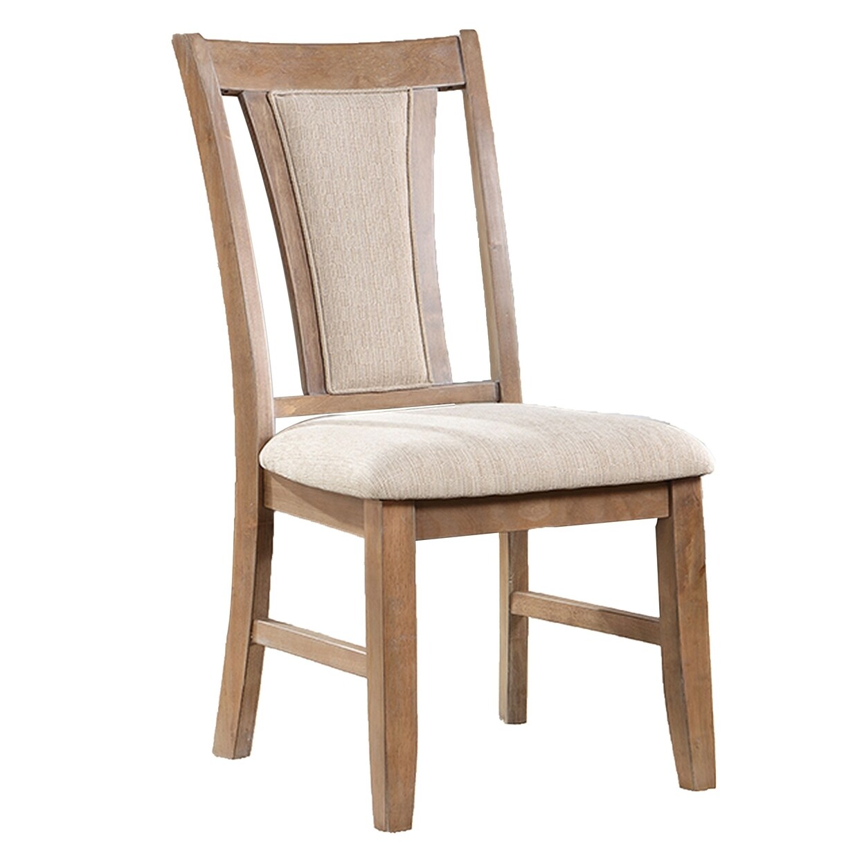 Saltoro Sherpi Mana 20 Inch Wood Dining Chair, Set of 2, Beige Fabric, Rich Brown Frame-