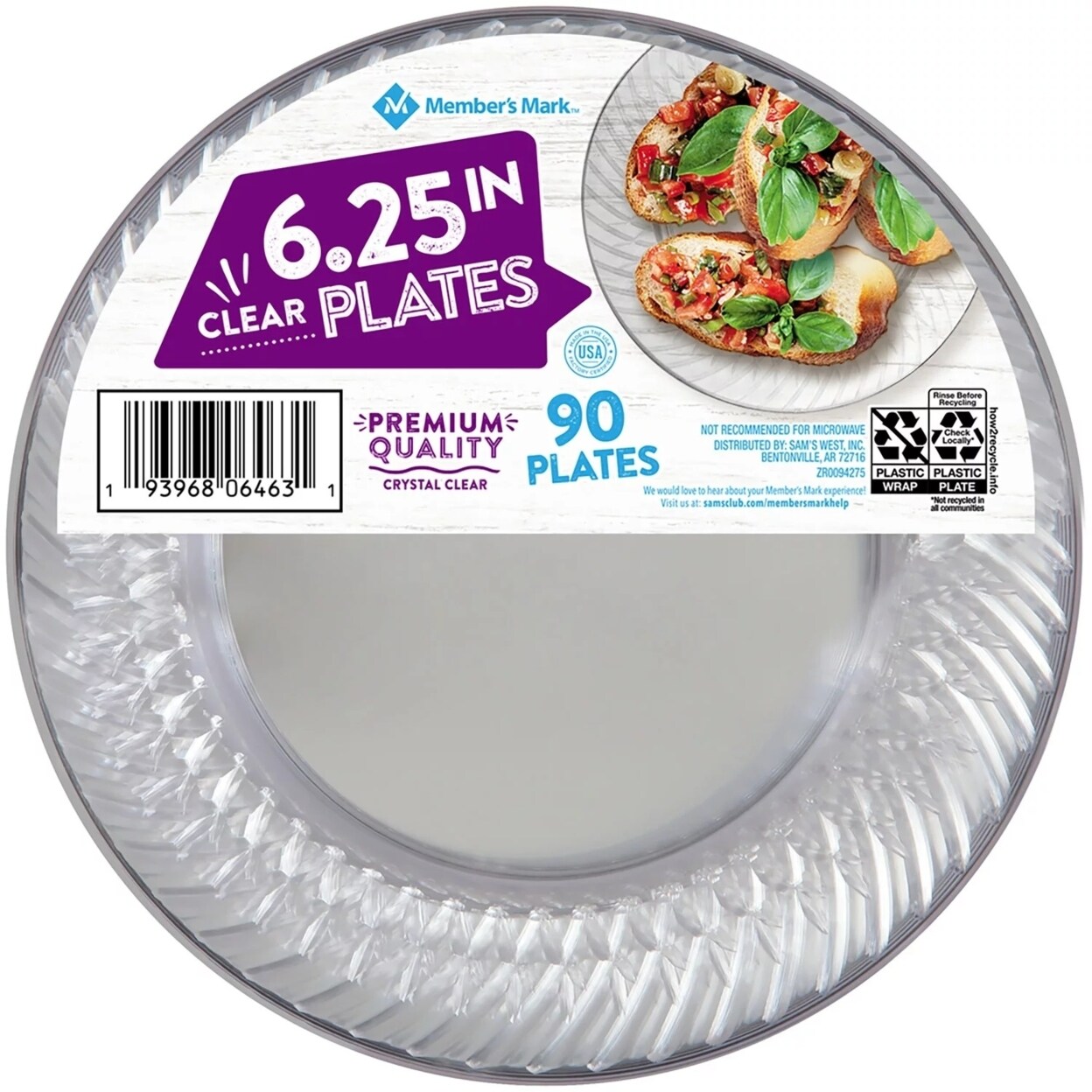 Members Mark Clear Plastic Plates 6.25&#x22; (90 Count)