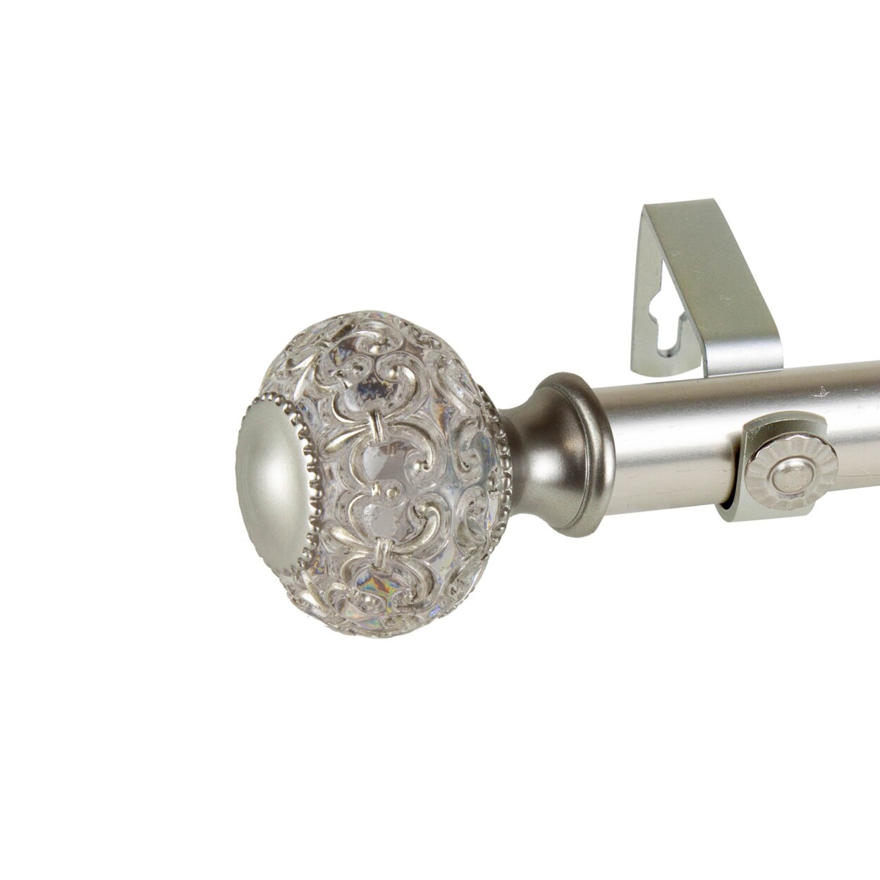 Hermosa Home Decorative Crystal 1" Diameter Curtain Rod 160-240" - Satin Nickel