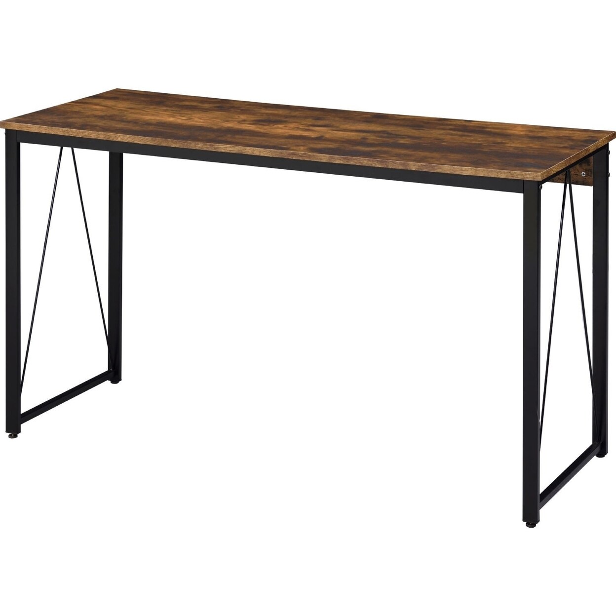 Saltoro Sherpi Writing Desk with V Shaped Metal Accent, Rustic Brown-