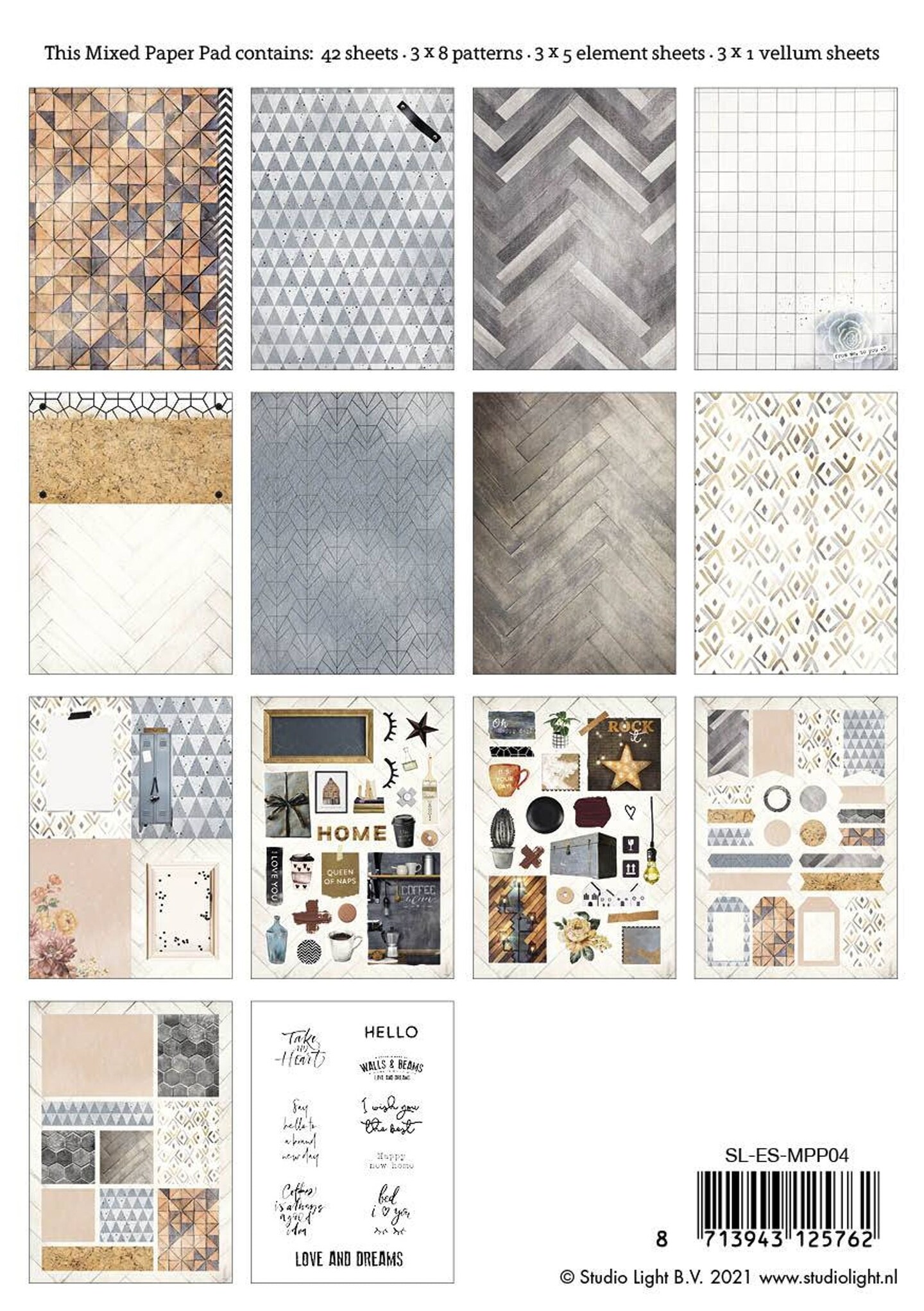 Studio Light SL Mixed Paper Pad Pattern Paper Essentials 148x210mm 42 ...