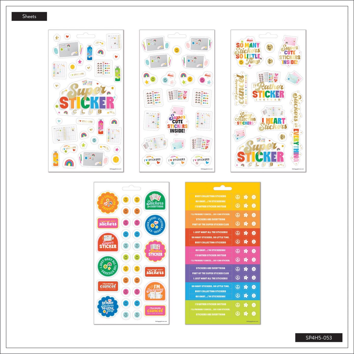 Happy Planner Sticker Sheets 5/Sheets-I Heart Stickers, 166 Pieces