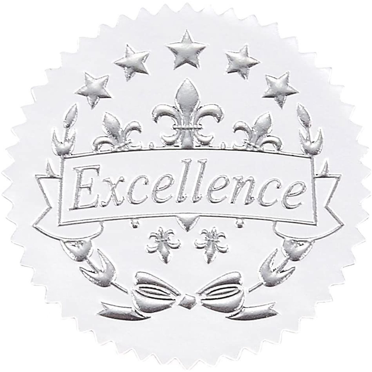 96 Award Stickers - Silver Certificate Seals, Excellence Star Stickers for Award Certificates