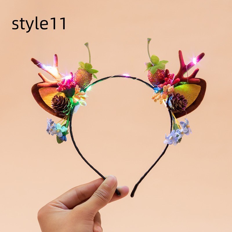 Christmas Glow Antler Headband Fairy Tale Flower Retro Tree Branch Hoop Crown Festival Party Props Hair Accessories for Girls