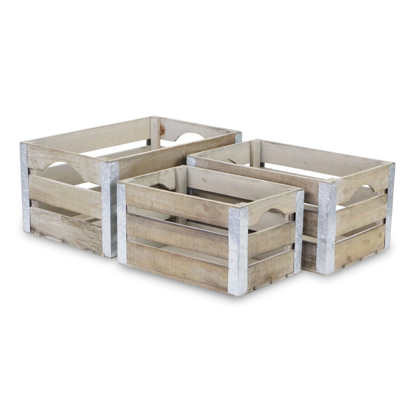 Contemporary Home Living Set of 3 Modern Cottage Contemporary Style Handmade Crate 19&#x22;