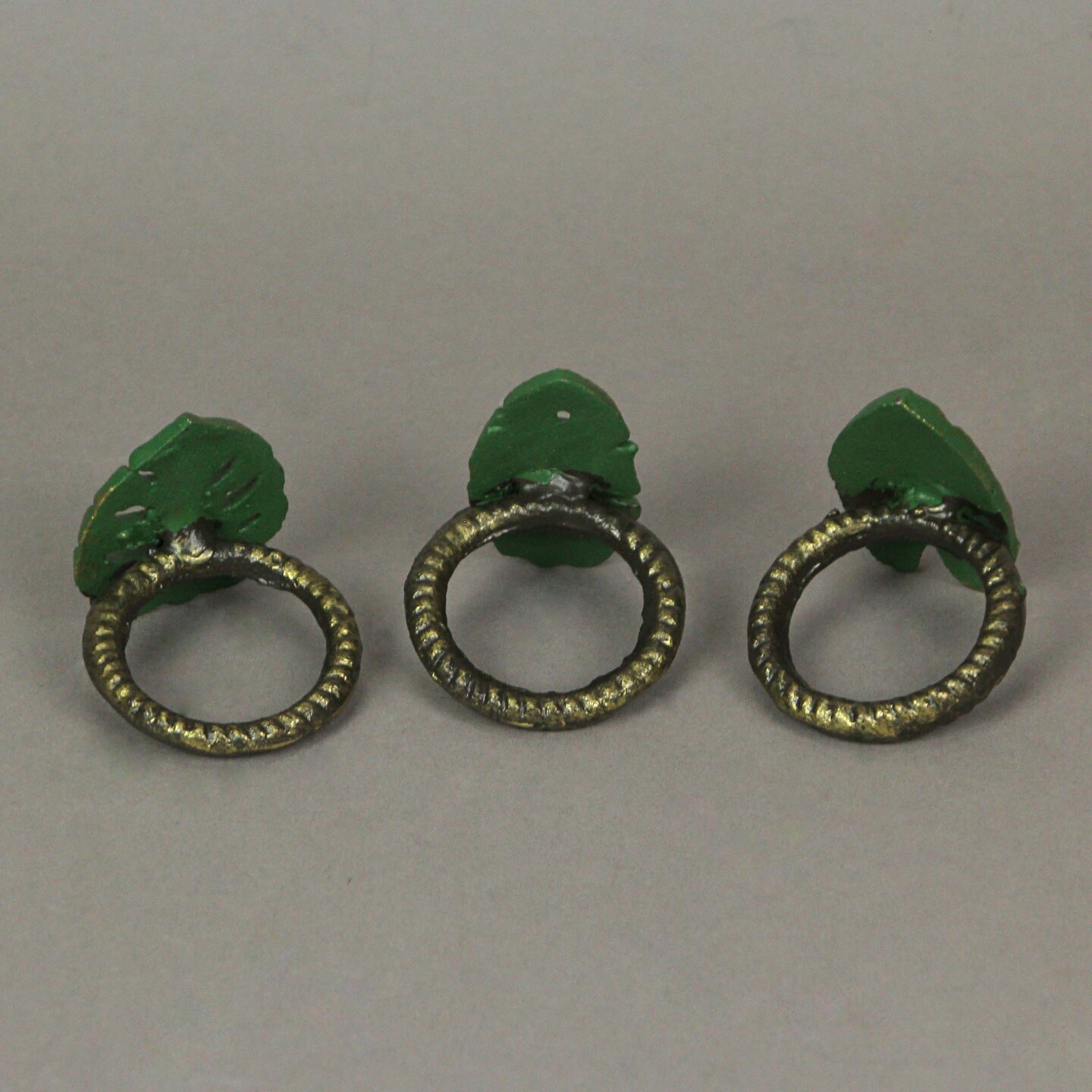 Set of 6 Cast Iron Tropical Leaf Napkin Rings Decorative Dining Decor