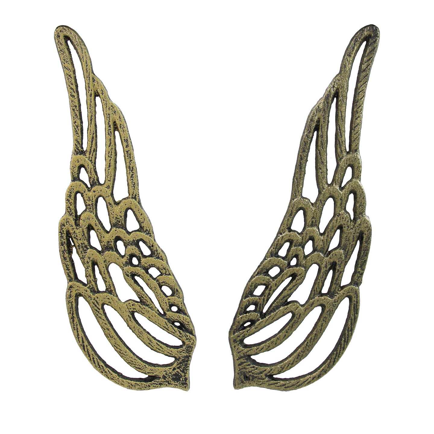 Antique Cast Iron Set of Angel Wings Wall Sculpture Rustic Home Decor Art