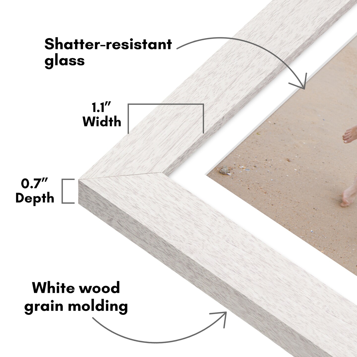 Americanflat Picture Frame with Wide Molding with Mat - Modern Wide Picture Frame - Plexiglass Cover - Hanging Hardware - Includes Easel