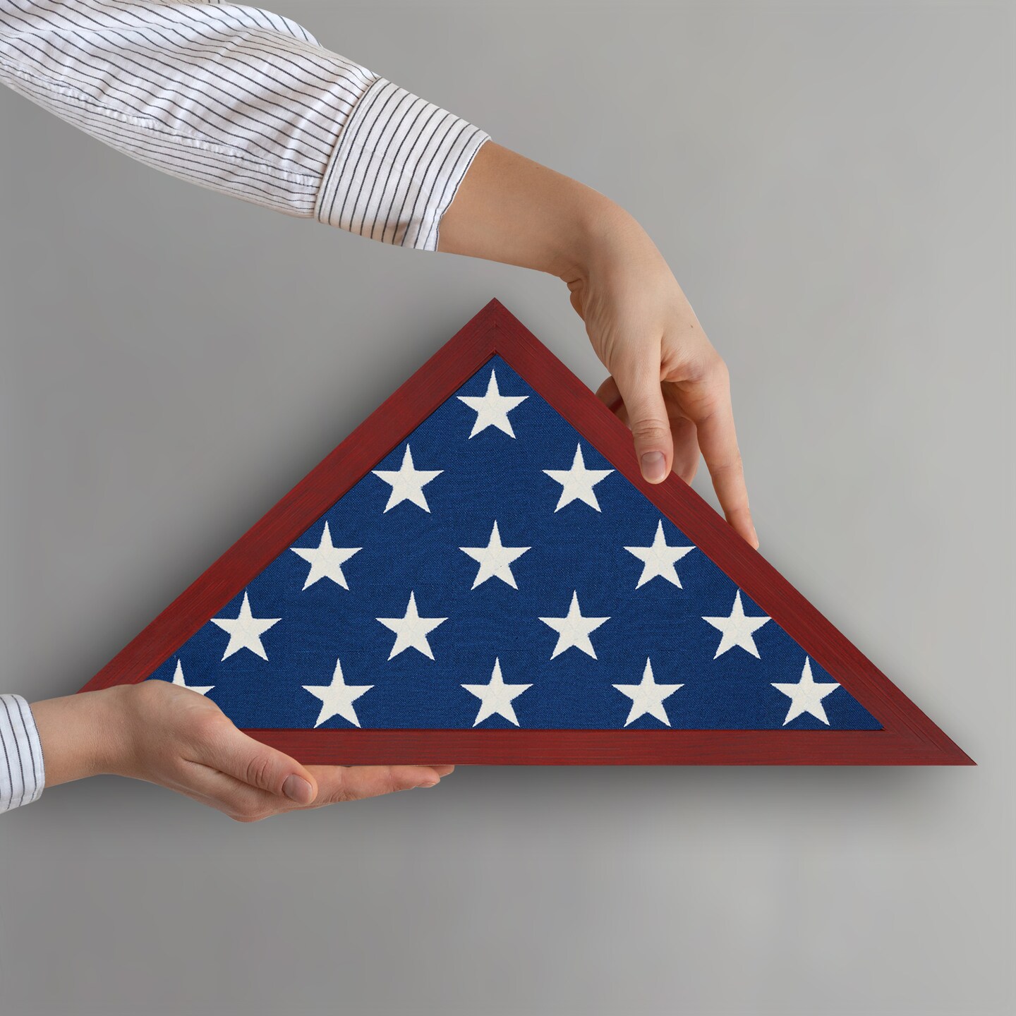 Americanflat Large Flag Display Case for Burial or Memorial Flag - Fits Folded 5x9.5 or 3.5 Flag - Elegant Military Flag Display Case - Plexiglass Cover - Triangle Hanging Hardware
