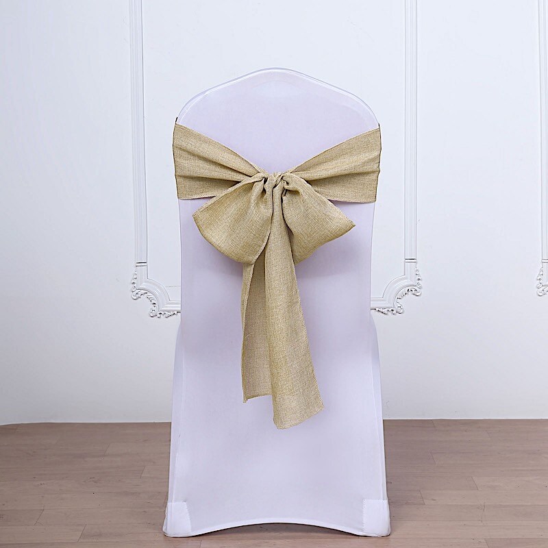 5 pcs 6x108 in Faux Burlap Chair Sashes